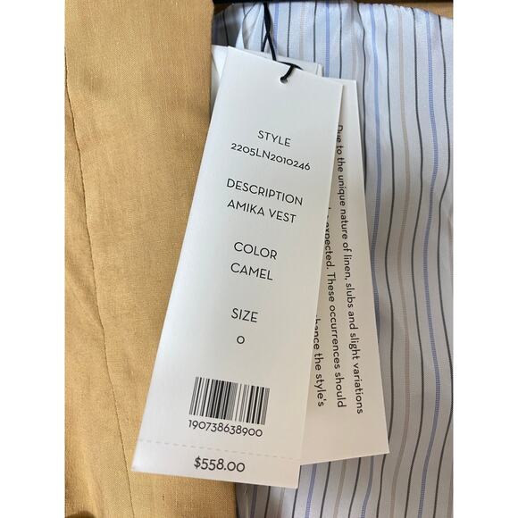 NWT VERONICA BEARD VEST TAN 0 DOUBLE BREASTED MINIMALIST QUIET LUXURY - Picture 8 of 16